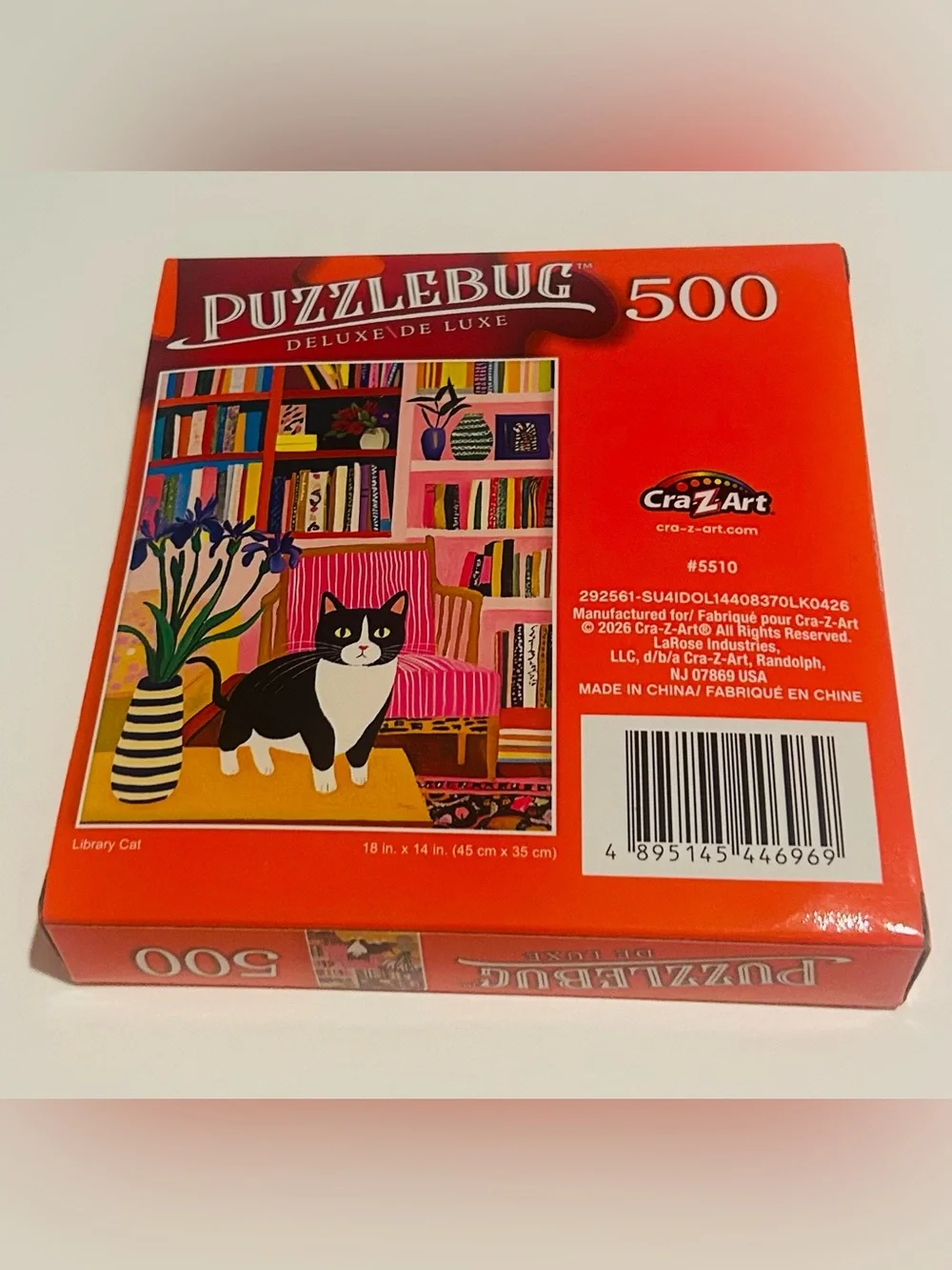 New “Library Cat” Puzzle with Cat 500 Pieces Puzzlebug DeLuxe 20” x 12”
